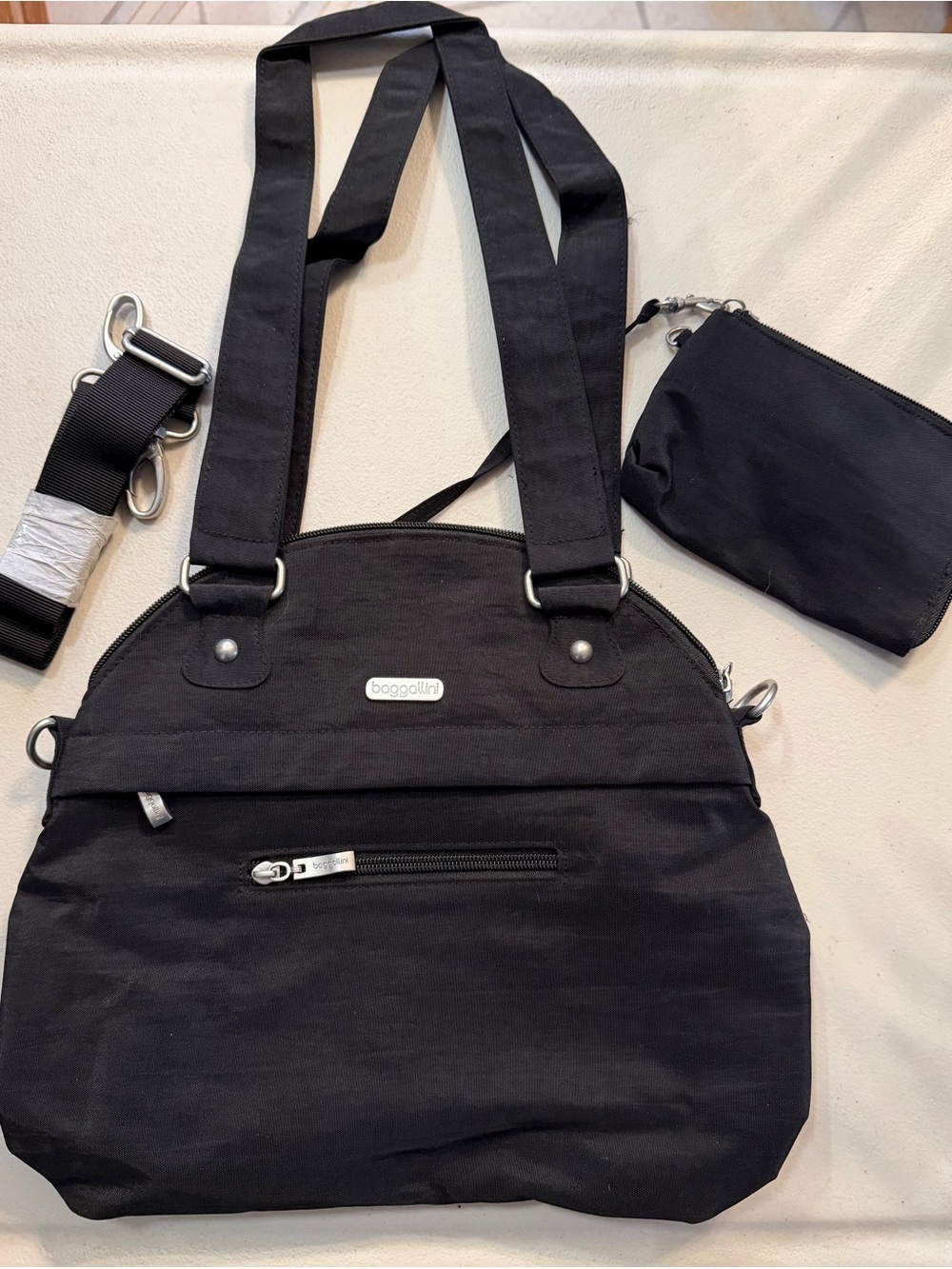 Baggallini Black Convertible Crossbody Tote with Pouch